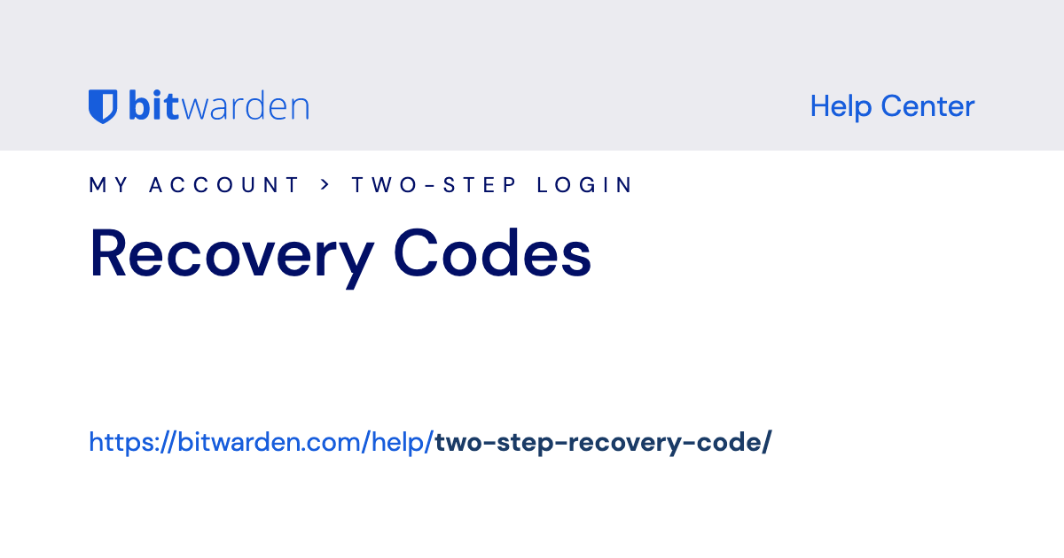 Can't Get Facebook Recovery Codes - Password Manager - Bitwarden