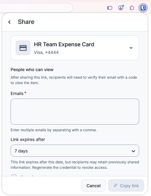 Share item via link