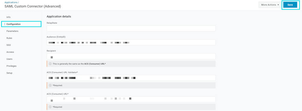Configuration de l'application
