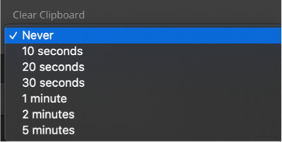 Bitwarden options include a Clear Clipboard option at a specific interval