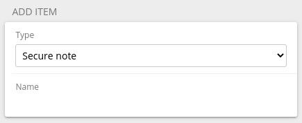 Figure 2: The Bitwarden item type drop-down.