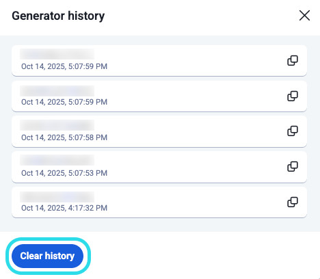 Clear generator history
