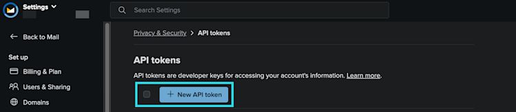New API token