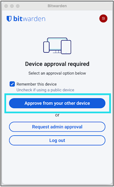 Approve the extension from another device