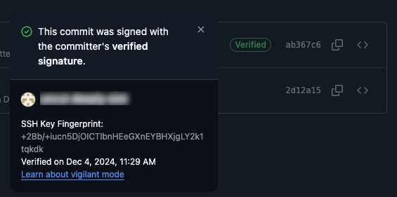 Verify your commit in GitHub