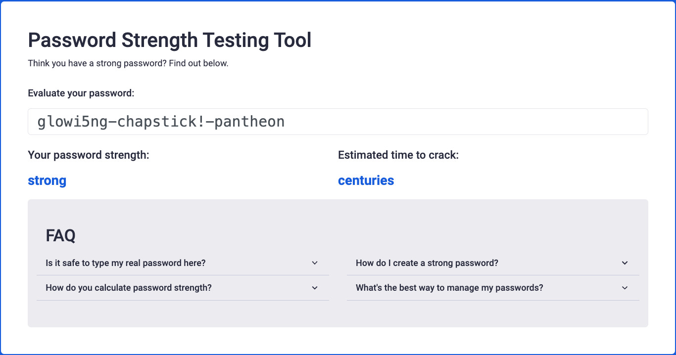 Password Strength Testing Tool