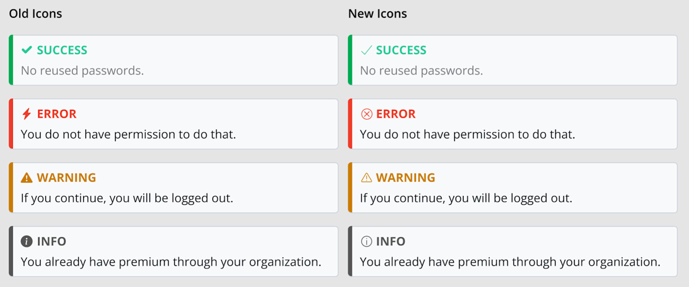 Bitwarden's New Icons for Alerts