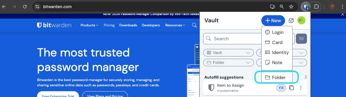 Browser extension new folder