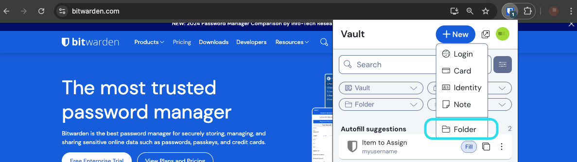 Browser extension new folder