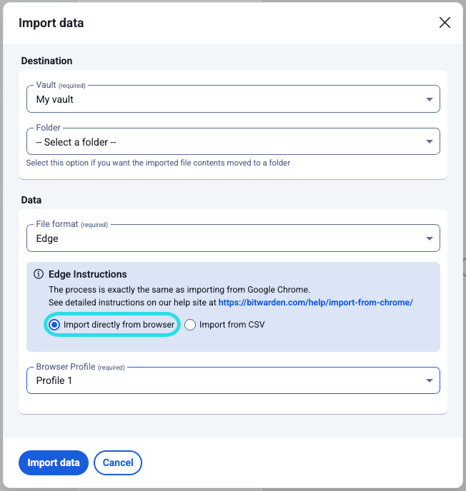 Import directly from browser