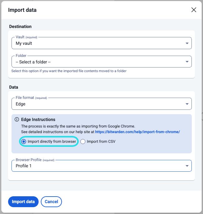 Import directly from browser