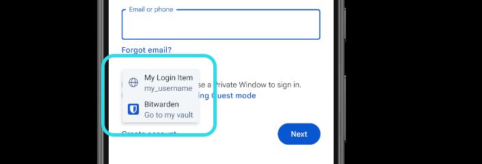 Android popup autofill