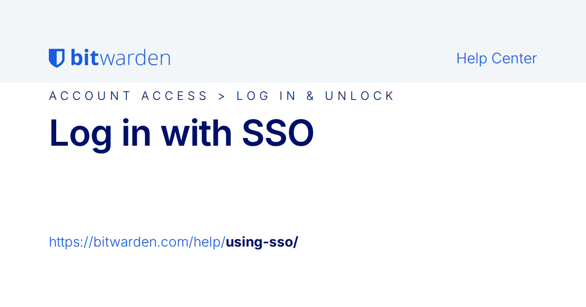 Log in with SSO | Bitwarden