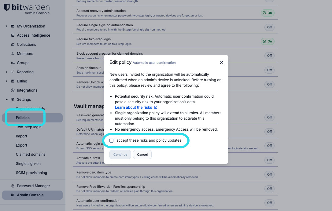 Automatic confirmation of new users