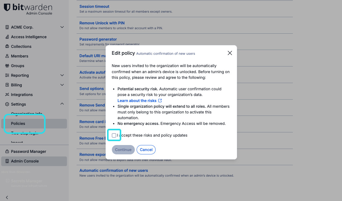 Automatic confirmation of new users