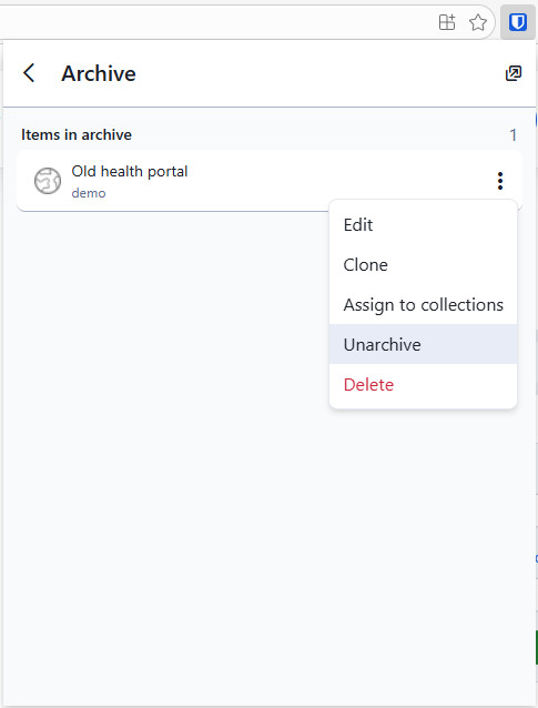 Viewing the archive in the browser extension
