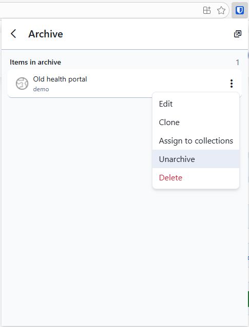 Viewing the archive in the browser extension