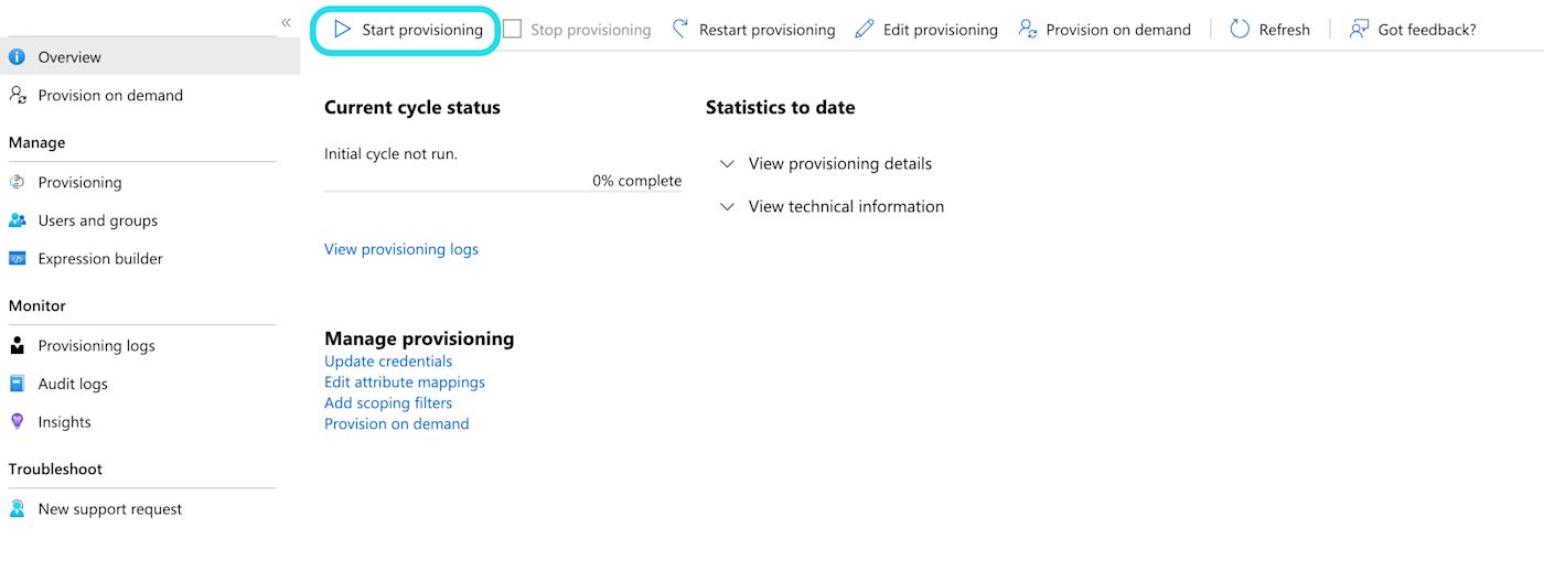 Start provisioning