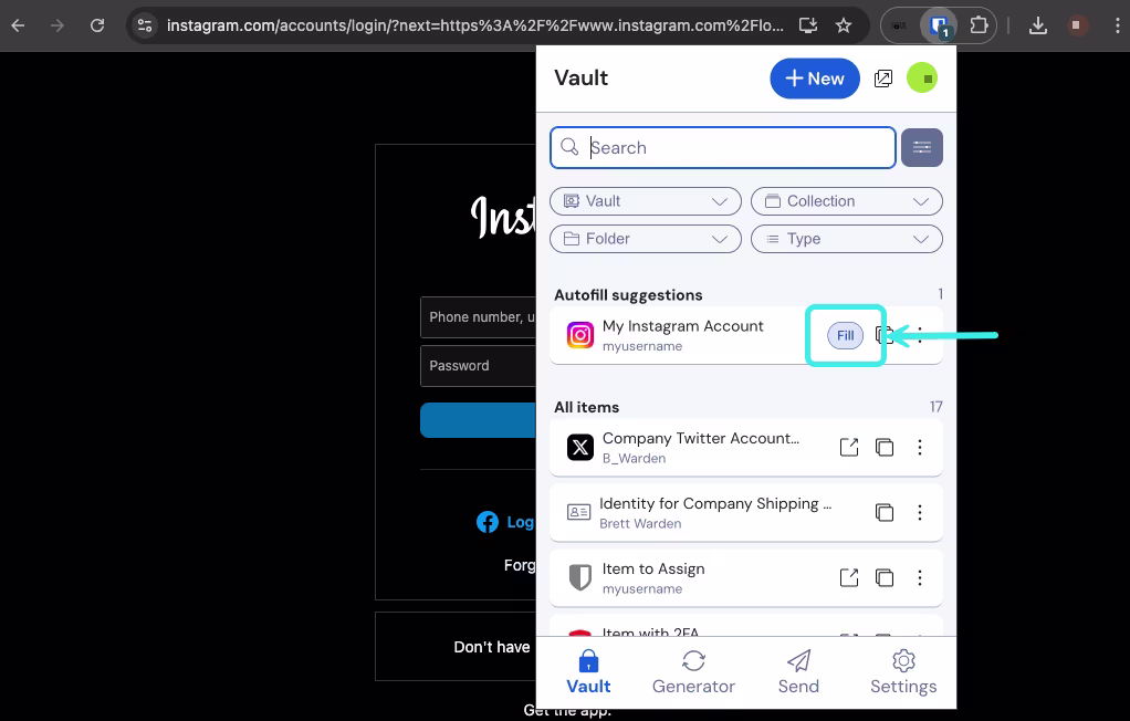 Bitwarden browser extension