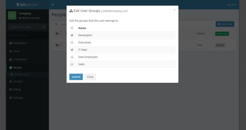 Managing a user's group access
