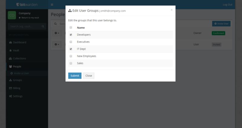 Managing a user's group access