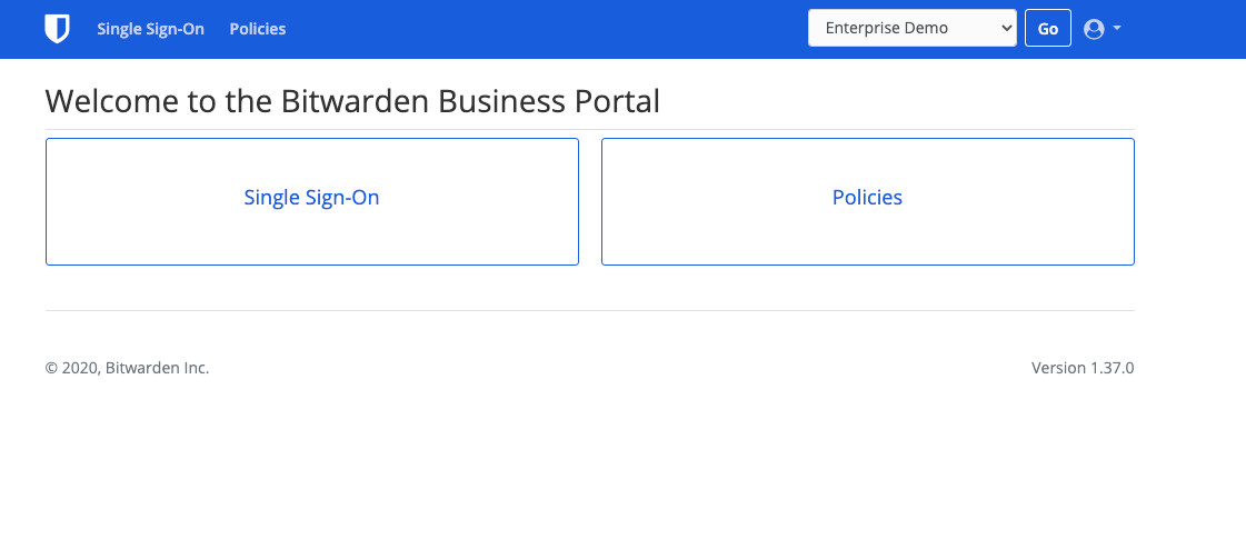 Business Portal presents options for configuring Login with SSO and other Enterprise features