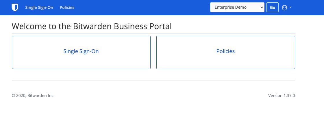 Business Portal presents options for configuring Login with SSO and other Enterprise features