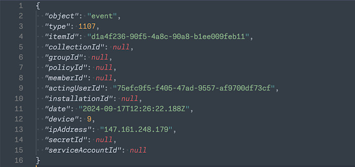 Panther JSON Object