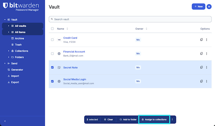 Assign to collection on desktop