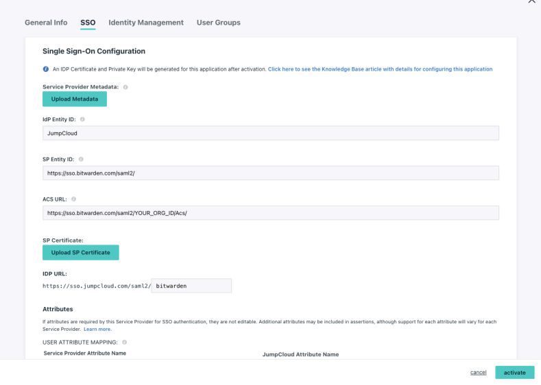 Jumpcloud SSO configuration
