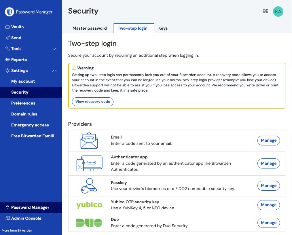 Two-step login