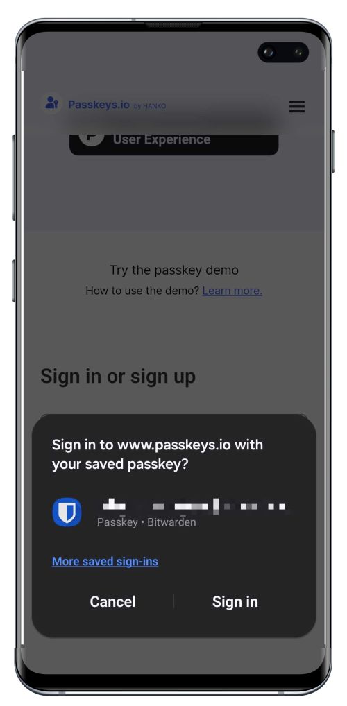 Sign in with passkey