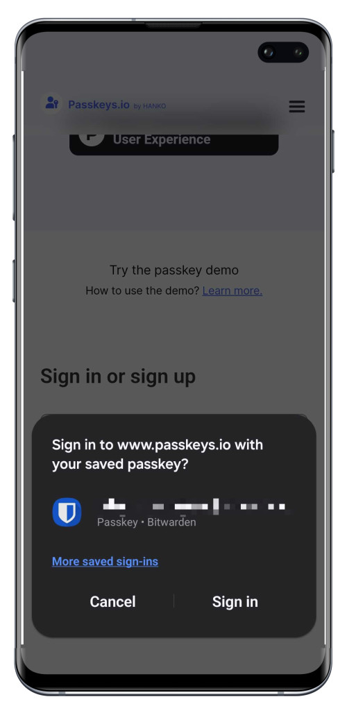 Sign in with passkey