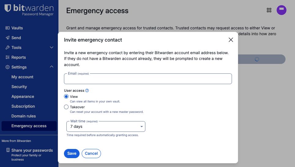 Invite an emergency contact