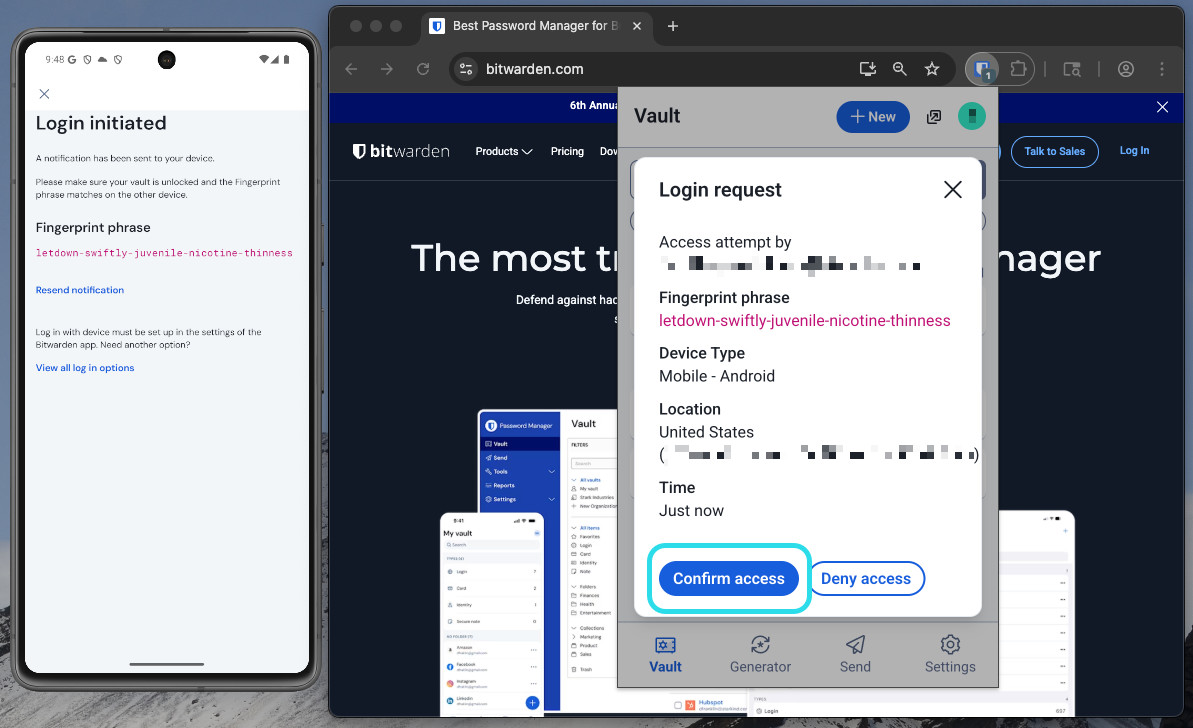 Approve a device on browser extensions