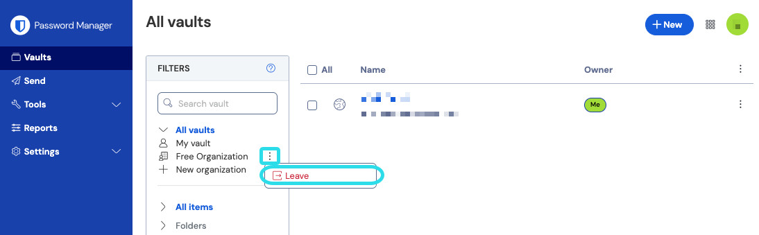 Leave an organization