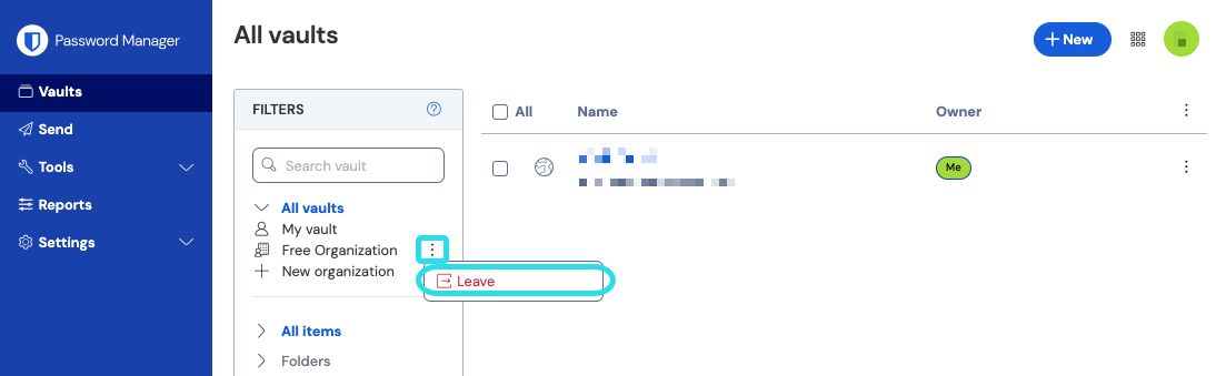 Leave an organization
