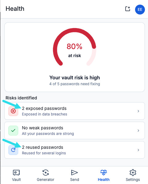 Risks identified in health scan