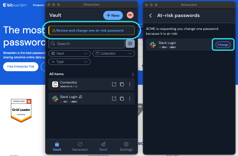 Change an at-risk password