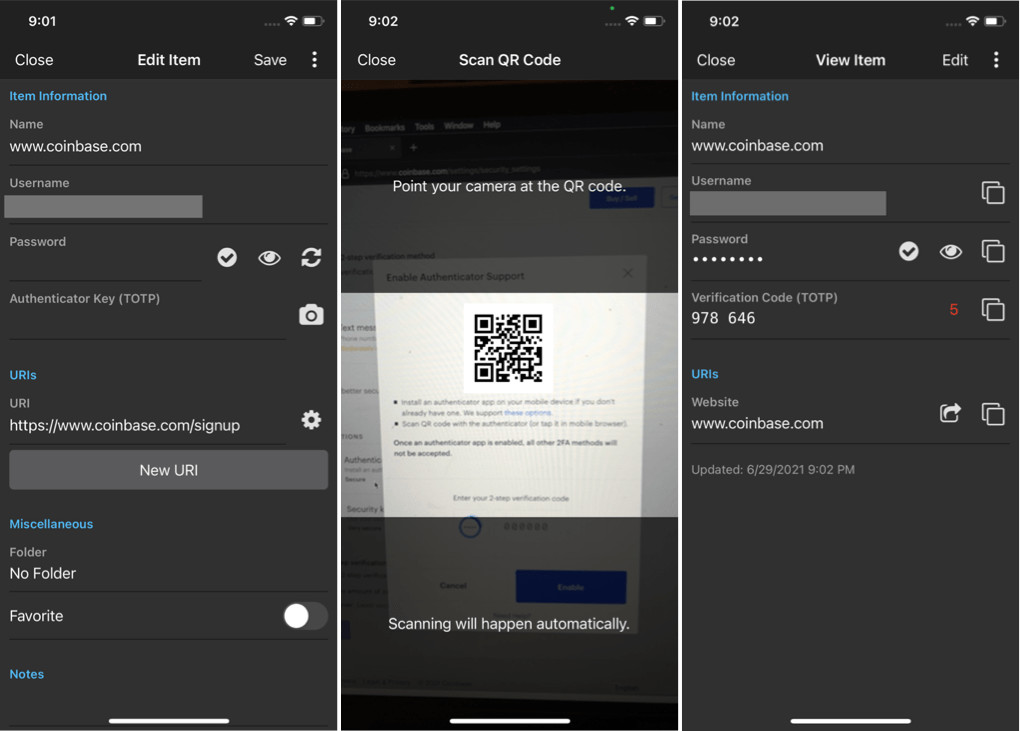 Using the Bitwarden Authenticator to set up two-step verification for your Coinbase account