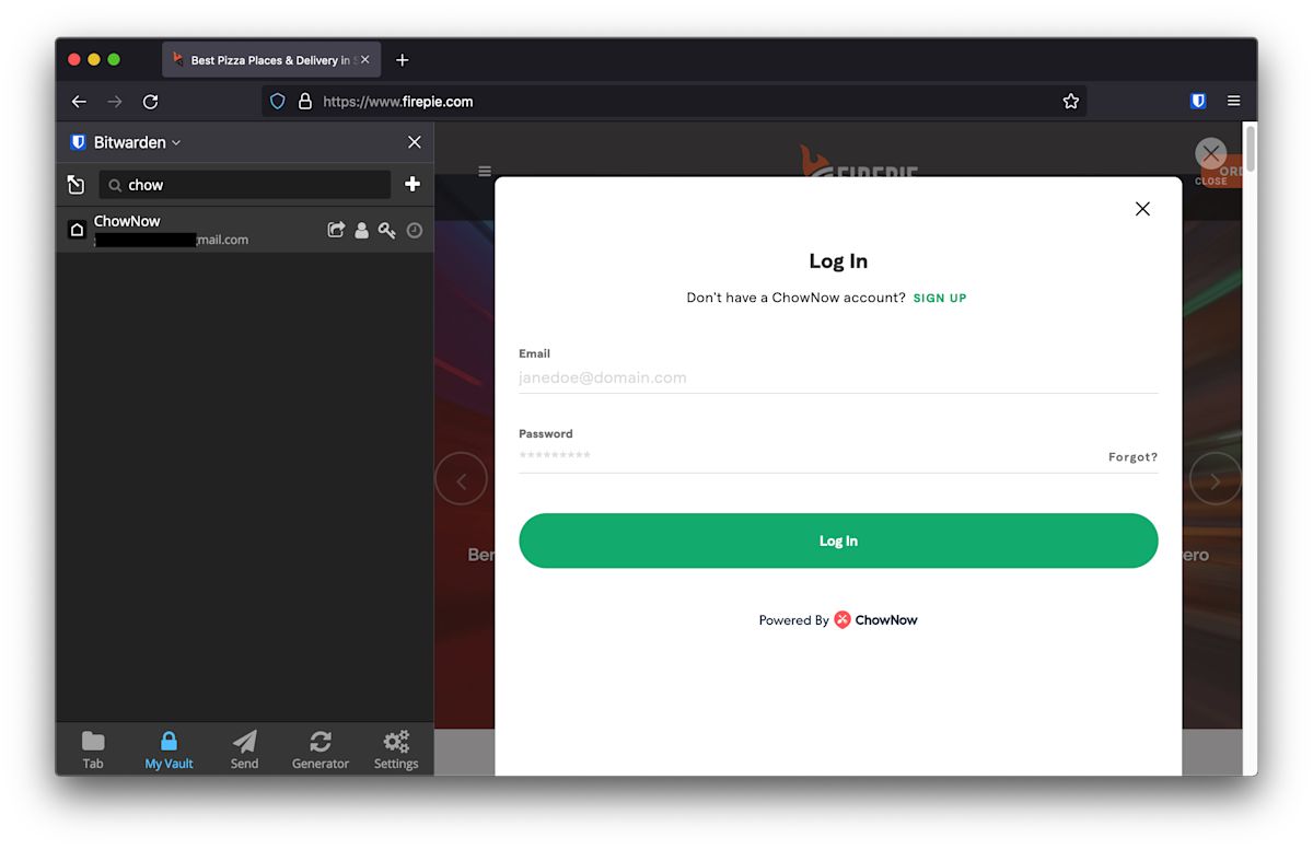 Log in to ChowNow