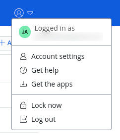 The profile icon popup menu found in the Bitwarden Web Vault