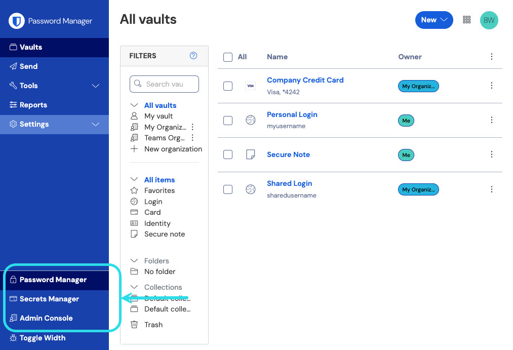 Product switcher