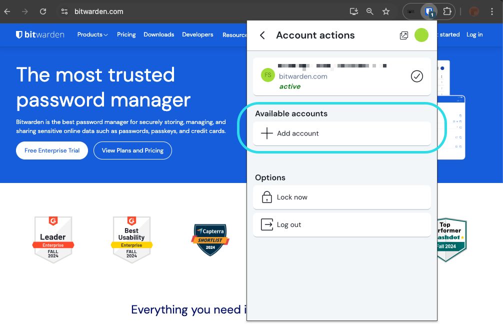 Browser extension Add account