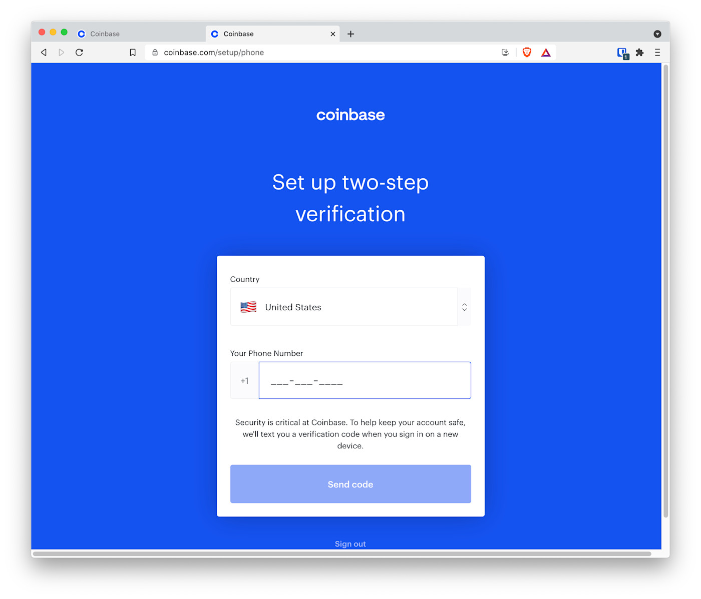Setting up two-step verification with your Coinbase account