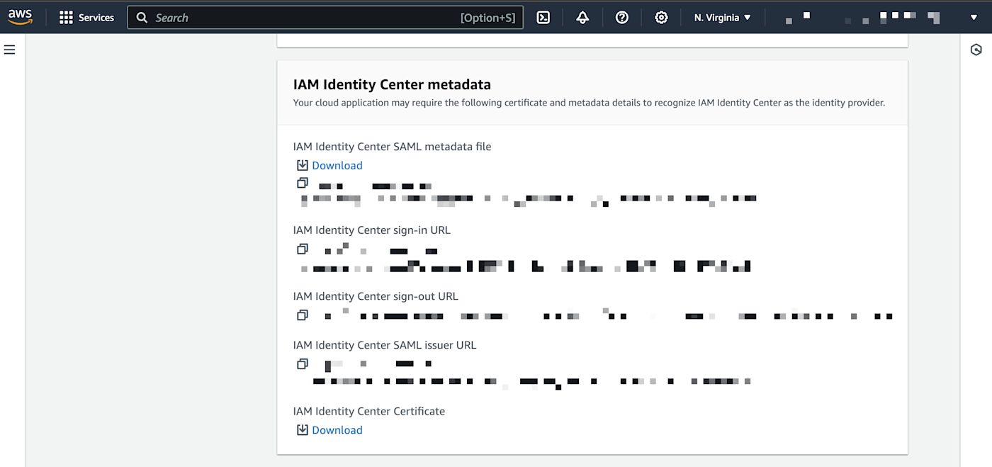 AWS SSO Metadaten 