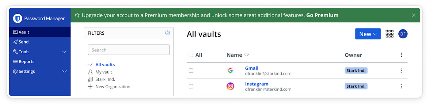 Select Go Premium to subscribe to a premium account for $10/year.