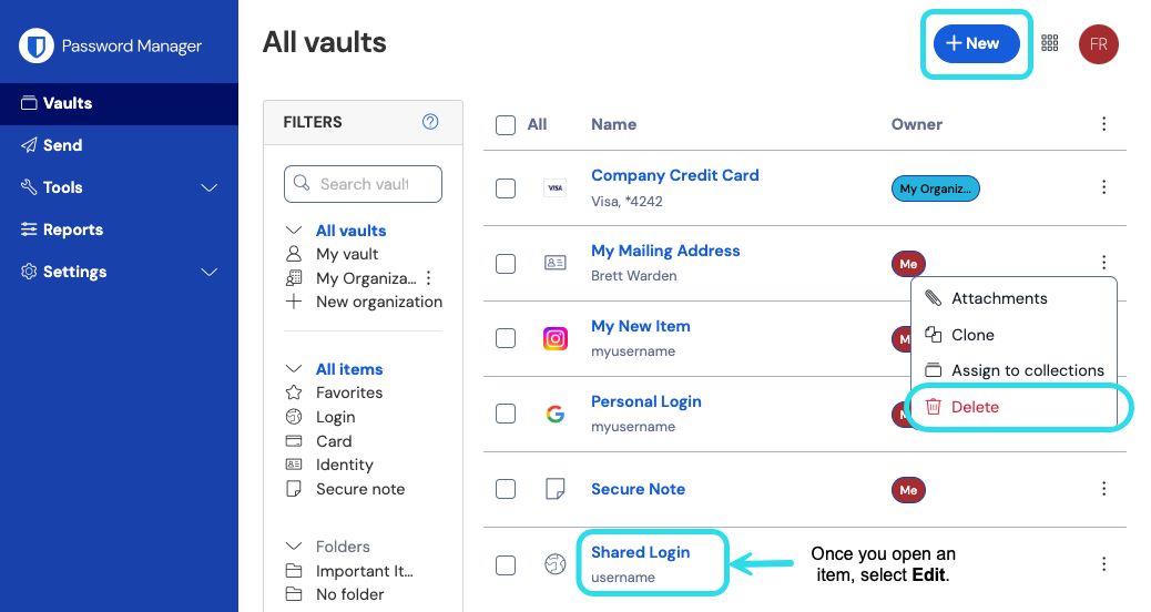 Manage an Item 