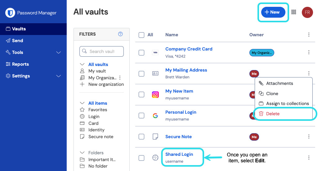 Manage an Item
