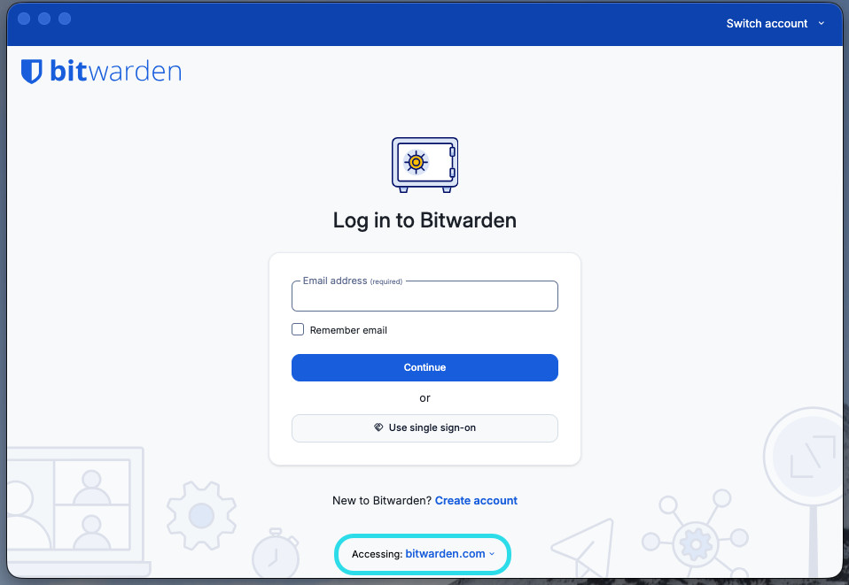 Region selector on desktop